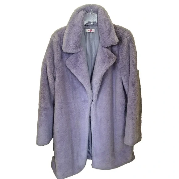 Buddy Love Purple Faux Fur Coat - Picture 1 of 5